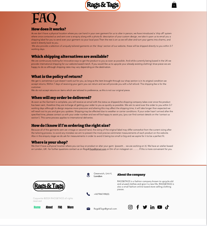 RAGS AND TAGS F&Q